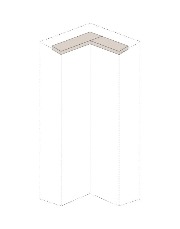 Oberer LED-Rahmen für Drehtürenschrank / Eckkleiderschrank Neiafu und Anbaumodule, Farbe: Kaschmir, Länge: 55,6 cm, Breite: 40 cm