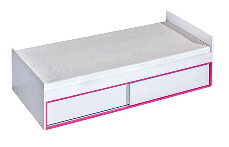 Kinderbett / Jugendbett Frank 13 inkl. Lattenrost, Farbe: Weiß / Rosa - 90 x 200 cm (L x B)