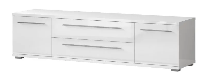 TV-Unterschrank Garim 35, Farbe: Weiß Hochglanz - 46 x 180 x 45 cm (H x B x T)