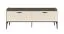 TV-Unterschrank mit 2 Schubladen | Creme | 66 x 167 x 50 cm | Soft Close System | abgerundete Ablagefläche in Eiche-Grau-Dekor | Metallbeine
