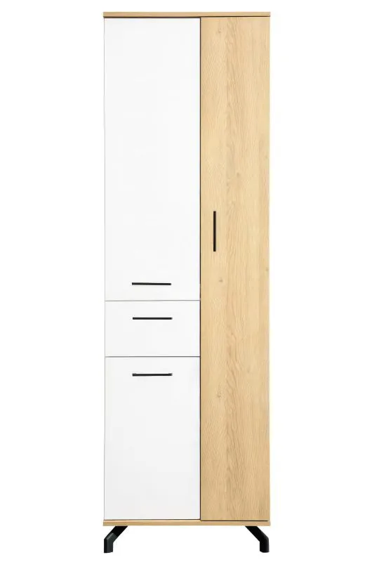 Schrank Riemst 02, Farbe: Eiche / Weiß - Abmessungen: 194 x 60 x 40 cm (H x B x T)