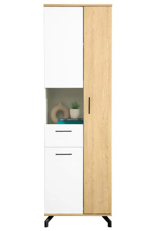 Schrank Riemst 03, Farbe: Eiche / Weiß - Abmessungen: 194 x 60 x 40 cm (H x B x T)