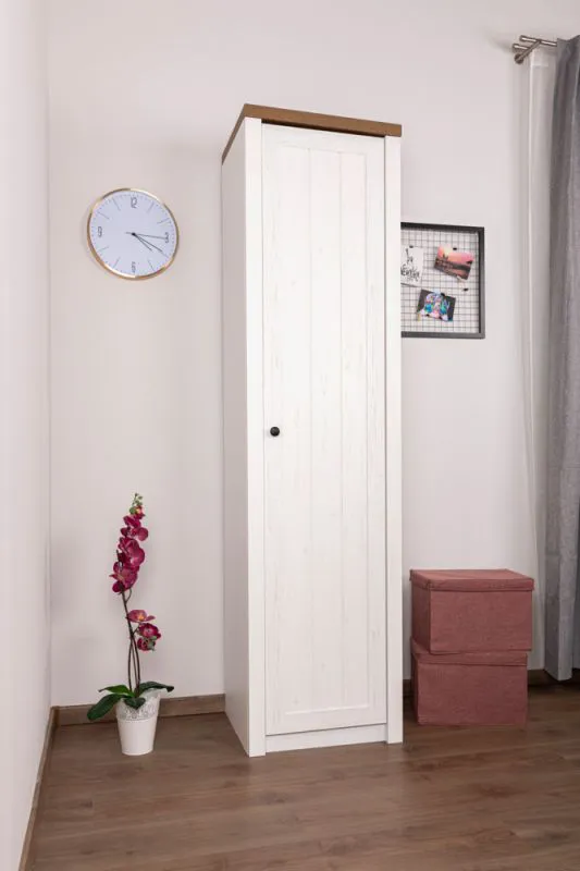 50 cm breiter Kleiderschrank mit 1 Tür | Farbe: Weiß Abbildung