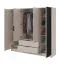 Edler Kleiderschrank mit schwarzen Lamellen Leeds 33, in Kaschmir, 200 x 206 x 51 cm, mit 10 geräumigen Fächern und 2 Schubladen, 1 Kleiderstange