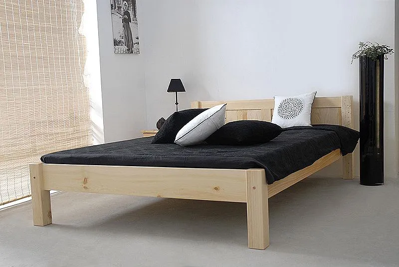 Einzelbett / Gästebett Kiefer Vollholz massiv natur A1, inkl. Lattenrost - Abmessung 140 x 200 cm