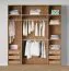 Offener Kleiderschrank | breit | 3 Kleiderstangen | Farbe: Eiche Puccini | 3 Innenschubladen | 4 Fächer | Maße: 206 x 55 x 234 cm | 2 Holzeinlegeböden