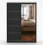 Schiebetürenschrank / Kleiderschrank | Spiegel | 200 x 150 x 61 cm | Schwarz | Bucegi  32 | 2 Türen | 6 Fächer | Griffe: Aluminium | Kleiderstange