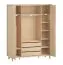 Kleiderschrank mit zwei Falttüren Aegir 01, Farbe: Eiche, neun Fächern, drei Schubladen, Maße: 238 x 188 x 60 cm, sehr stabil und robust, Soft-Close System