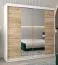 Schiebetürenschrank / Kleiderschrank Jan 05D mit Spiegel, Farbe: Weiß matt / Eiche Sonoma - Abmessungen: 200 x 200 x 62 cm (H x B x T)