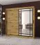 Kleiderschrank | Farbe: Eiche Artisan | 10 Fächer | 200 x 62 x 200 cm | 2 Kleiderstangen | dekorative Spiegeltür | Schiebetürenschrank | hochwertig Verarbeitet