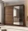 Kleiderschrank / Schiebetürenschrank | dekorative Spiegeltür | Farbe: Walnuss Warmia | 10 Fächer | 2 Kleiderstangen | 200 x 62 x 200 cm | für Schlafzimmer