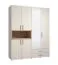 Drehtürenschrank / Kleiderschrank | Farbe: Kaschmir / Eiche Artisan | 1 Spiegeltür | 179 x 56 x 227 cm | zwei Kleiderstangen | fünf Fächer | zwei Schubladen
