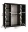 Kleiderschrank mit schlichten Design Liskamm 16, Farbe: Schwarz matt - Abmessungen: 200 x 180 x 62 cm (H x B x T), mit 10 Fächern