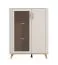Vitrine | klein | Farbe: Kaschmir | 1 Glastür | Maße: 90 x 40 x 116,5 cm | 1 Drehtür | ABS-Kanten | getöntes Glas | 6 Fächer | für Wohnzimmer