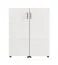 Schuhschrank | Farbe: Opak Weiß | zwei Drehtüren | 92 x 33 x 113 cm | breit | 9 Schuhfächer | schwarze Griffe | kleiner Schrank | für den Vorraum
