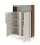Kommode | Farbe: Kaschmir / Alba-Walnuss | 2 Drehtüren | 3 Fächer | 103 x 42 x 160 cm | Highboard | Metallfüße | Push-to-open Funktion