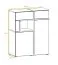 Modernes Wohnzimmer - Set A Jordalsgrenda, 4-teilig, Farbe: Eiche / Schwarz, inkl. LED-Beleuchtung, Push-to-open Funktion, zwei Kommoden, ein TV-Schrank, ein Wandregal