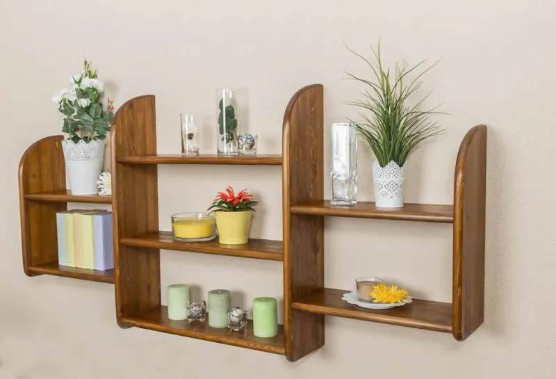 Bücherregal - 150 cm breit, Kiefer Holz-Massiv, Farbe: Eiche Abbildung