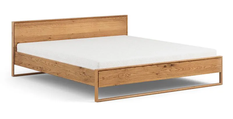 Doppelbett Amru 02 in Eiche geölt, Liegefläche: 160 x 200 cm, hochwertiges Massivholz Eiche, 91 x 169 x 210 cm, stilvoll und minimalistisch