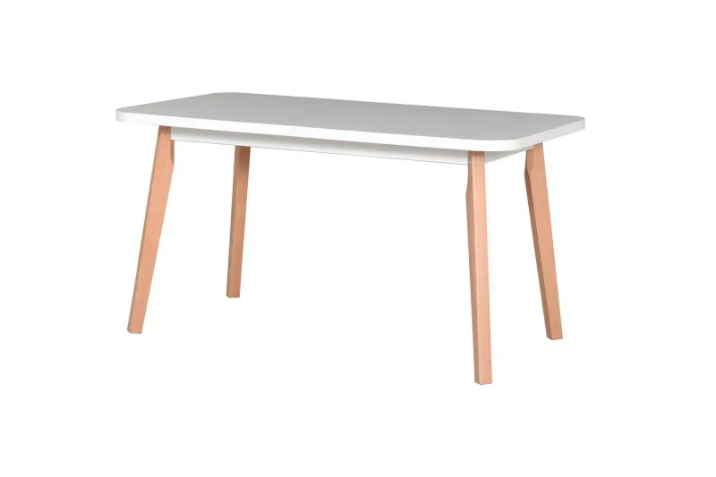 Esstisch DUJA in Weiß/Buche, Abmessung 80 x 140/180 cm (B x T), Tischplattenhöhe von 32 mm, Oberfläche laminiert, schöne Maserung, leicht kombinierbar