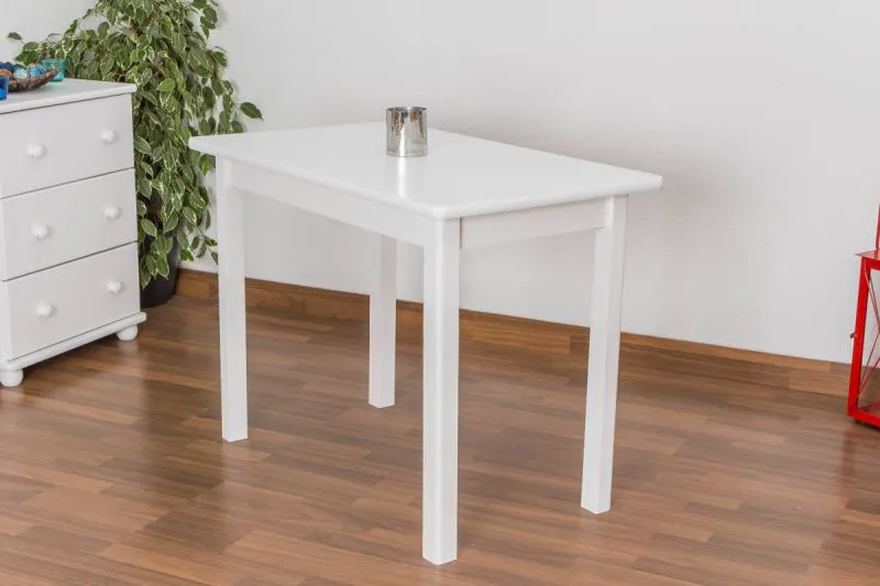 Tisch Kiefer massiv Vollholz weiß lackiert Junco 227B (eckig) - Abmessung 60 x 100 cm