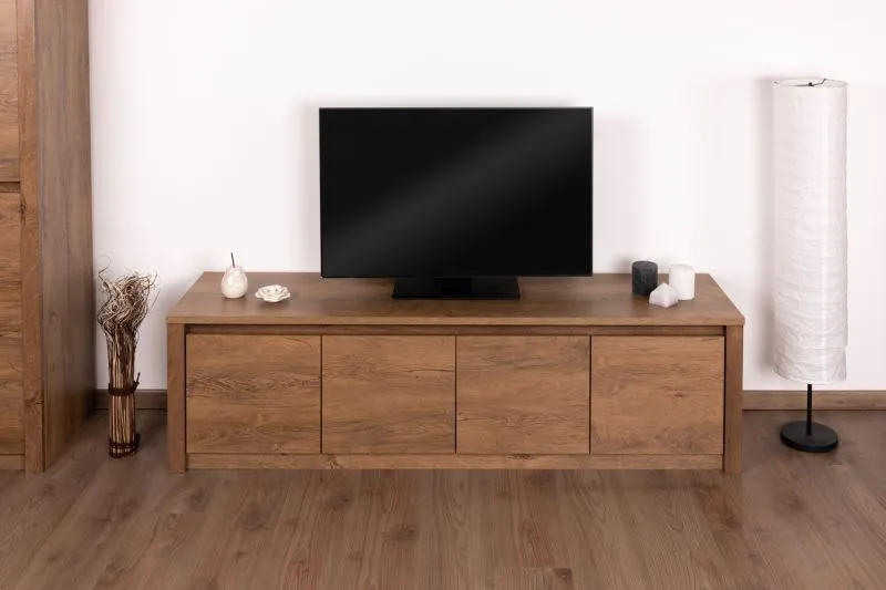 TV-Unterschrank Selun 12, Farbe: Eiche Dunkelbraun - Abmessungen: 47 x 170 x 43 cm (H x B x T)