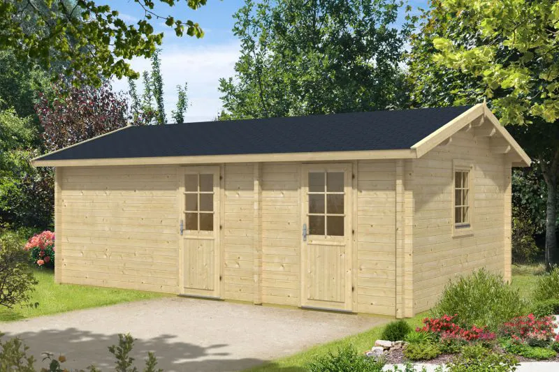 Steiner Shopping Gartenhaus Jaggeser inkl. Fußboden - 70 mm Blockbohlenhaus, Grundfläche: 24 m², Satteldach