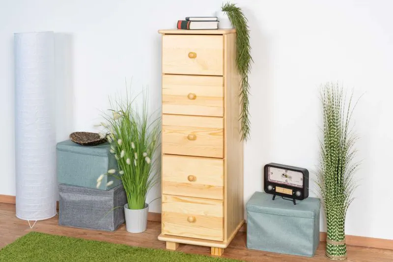 Kommode Kiefer massiv Vollholz natur 032 - Abmessung 122 x 40 x 42 cm (H x B x T)