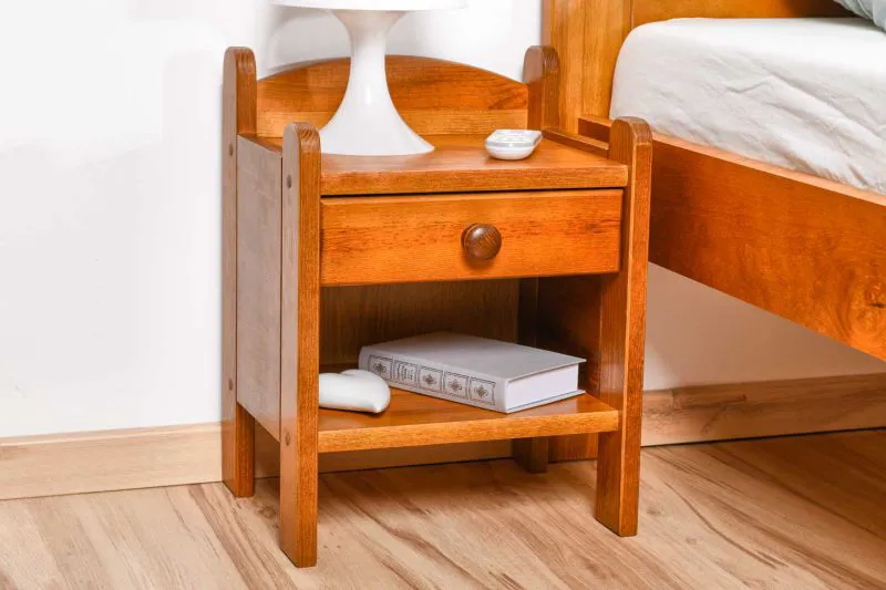Nachtkommode Kiefer massiv Vollholz Eichefarben Junco 132 - Abmessung: 45 x 34 x 29 cm (H x B x T)