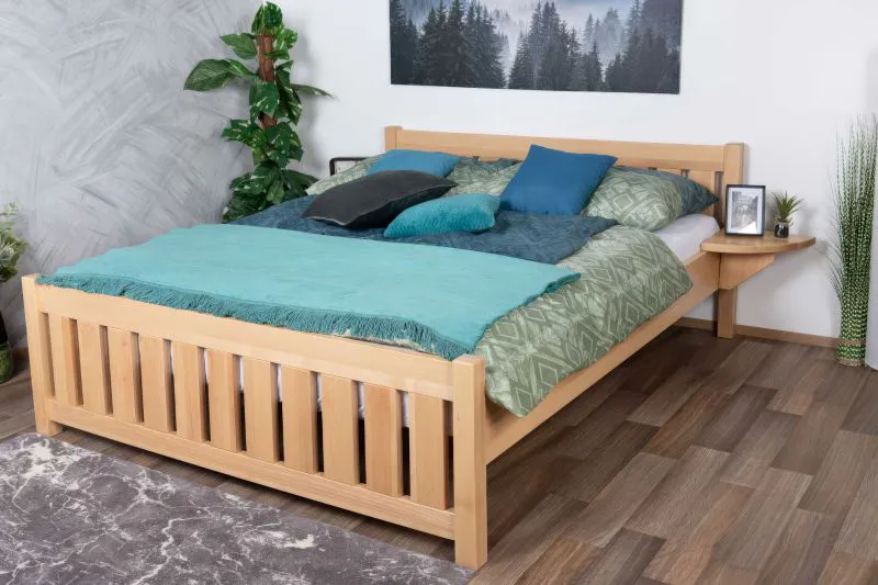 Doppelbett / Gästebett Buche massiv Vollholz natur 106, inkl. Lattenrost - Abmessung 160 x 200 cm