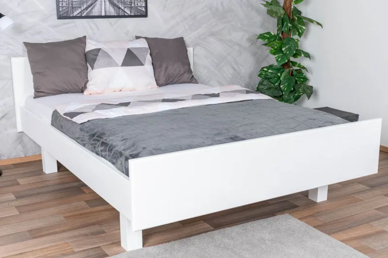 Weißes Einzelbett, modernes Gästebett Buche Massivholz 116B, inkl. Lattenrost, Liegefläche 140 x 200 cm, stabil und langlebig, hochwertig verarbeitet