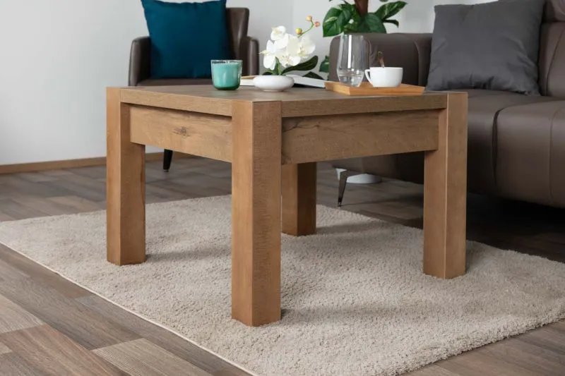 Couchtisch Sardona 05, Farbe: Eiche Braun - 50 x 70 x 70 cm (H x B x T)