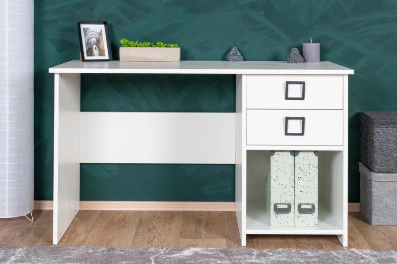 Kinderzimmer - Schreibtisch Benjamin 28, Farbe: Weiß - Abmessungen: 74 x 125 x 60 cm (H x B x T)