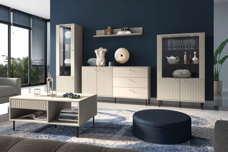 Wohnzimmer Komplett - Set C Petkula, 5-teilig, Farbe: Beige hell