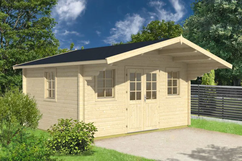 Steiner Shopping Gartenhaus Torhelm 01 inkl. Fußboden - 70 mm Blockbohlenhaus, Grundfläche: 16,2 m², Satteldach