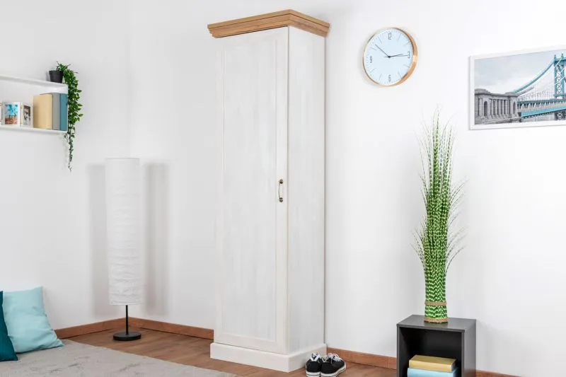 57 cm breiter Kleiderschrank mit 1 Tür | Farbe: Weiß Abbildung