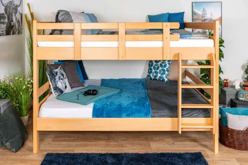 Stockbett 160 x 190 cm | Massivholz: Buche | Natur Lackiert | umbaubar in zwei Einzelbetten | Premium-Qualität | inkl. Rollroste Abbildung