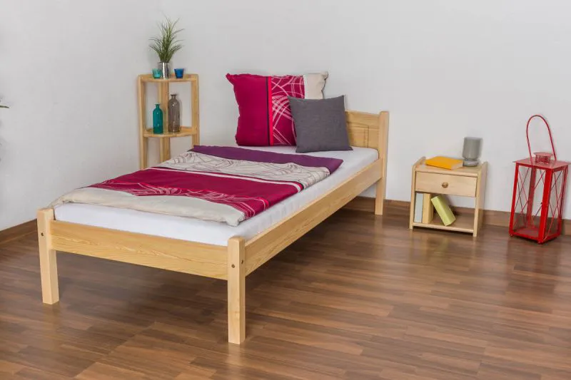 Bettrahmen für Kinder / Kinderbett 90 x 200 cm | Massivholz: Kiefer | Natur Lackiert Abbildung