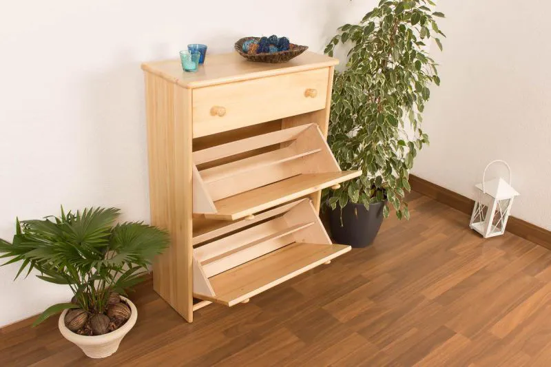 Schuhkipper Kiefer Holz massiv, Farbe: Natur 98x72x29 cm, Schuhschrank Schuhkommode Abbildung
