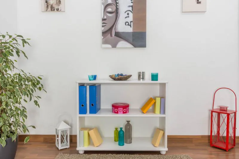 Regal - 100 cm breit, Kiefer Holz-Massiv, Farbe: Weiß Abbildung