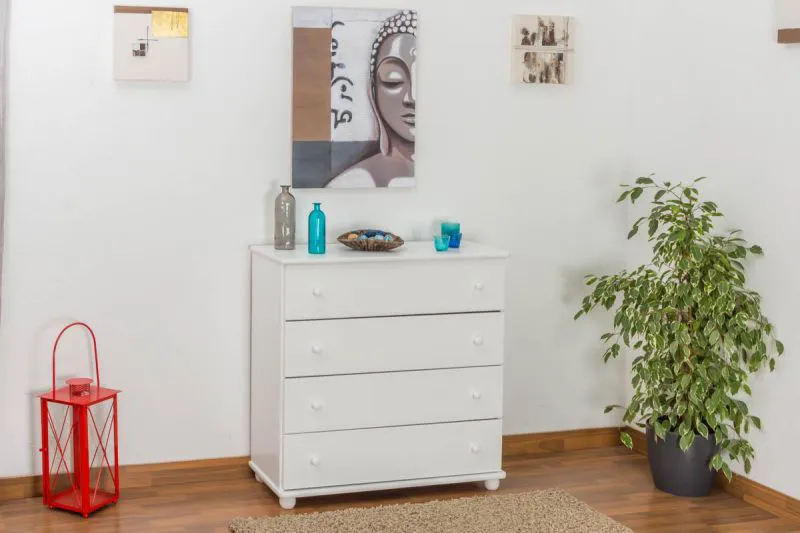 Sideboard, Kiefer massiv, Breite: 100 cm, Farbe: Weiß Abbildung