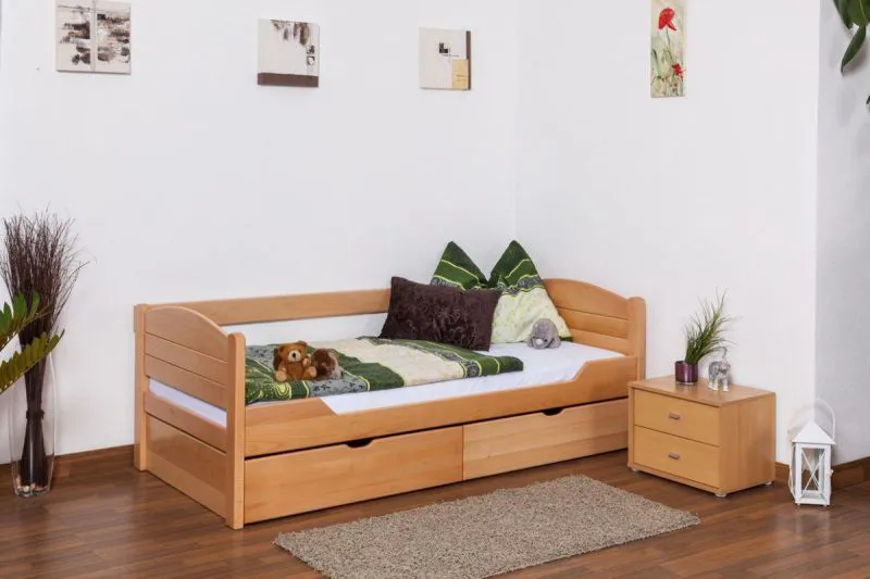 Buche Stauraumbett 90 x 200 cm Natur Abbildung