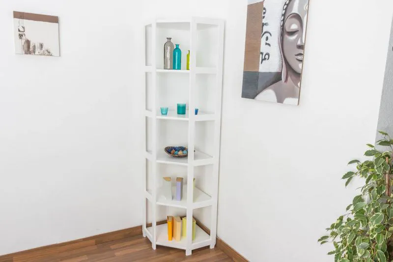 Regal - 52 cm breit, Kiefer Holz-Massiv, Farbe: Weiß Abbildung