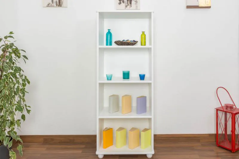 Standregal, 60 cm breit, Kiefer Holz-Massiv, Farbe: Weiß Abbildung