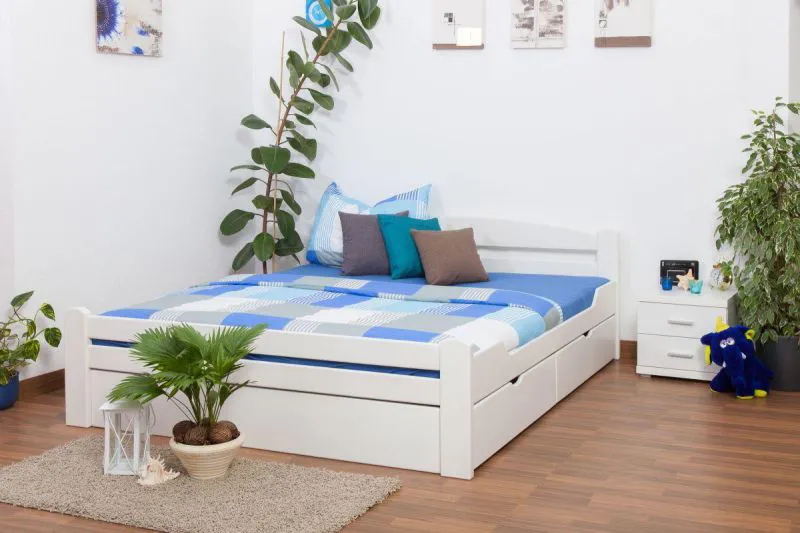 Buche Massivholzbett 180 x 200 cm Weiß Abbildung