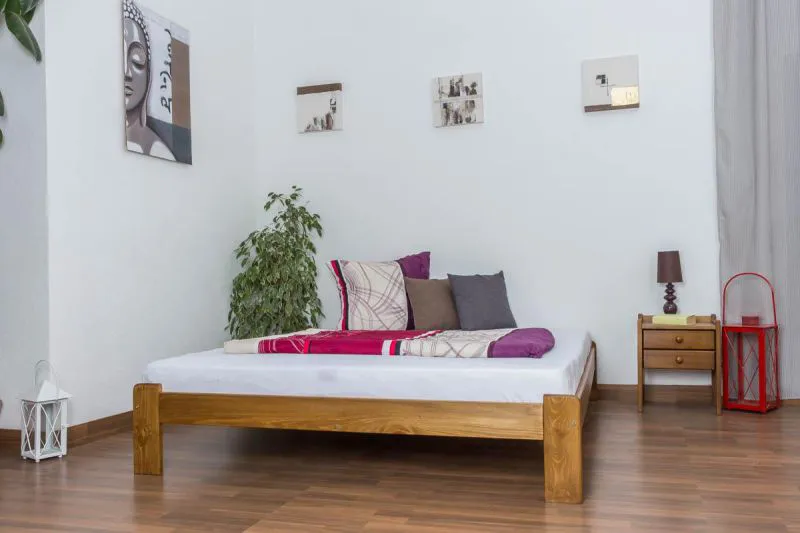 Holzbett Bettgestell Kiefer 160 x 200 cm Eiche Abbildung