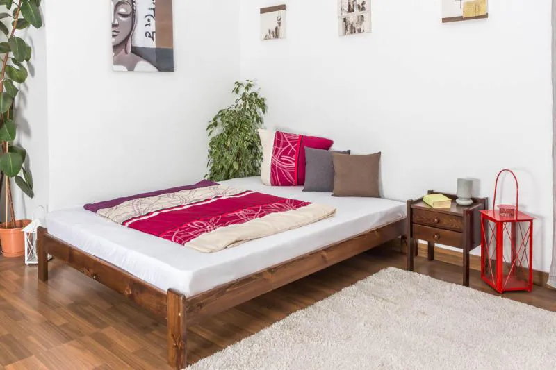 Bett Kiefer 160 x 200 cm Nuss Abbildung
