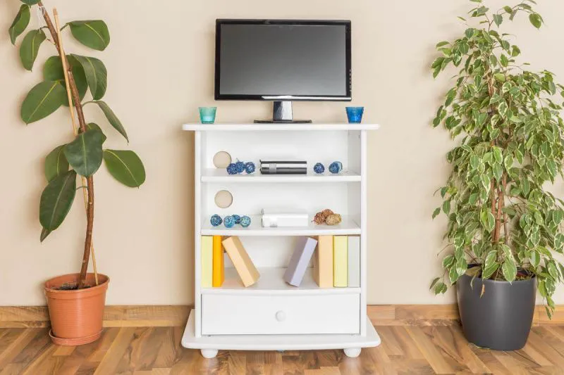 TV-Möbel TV-Schrank Massivholz Farbe: Weiß 84x72x44 cm Abbildung