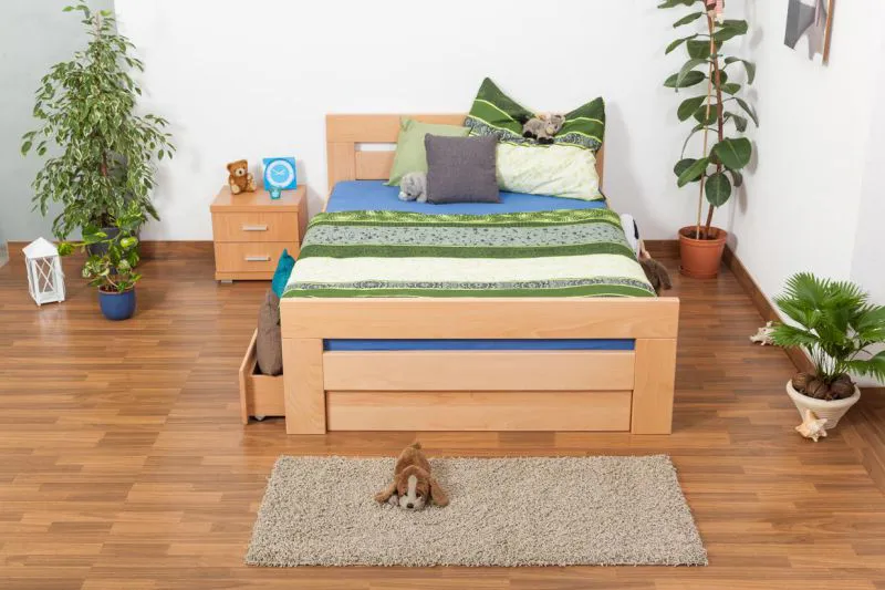 Bett Buche massiv 140 x 200 cm Natur Abbildung