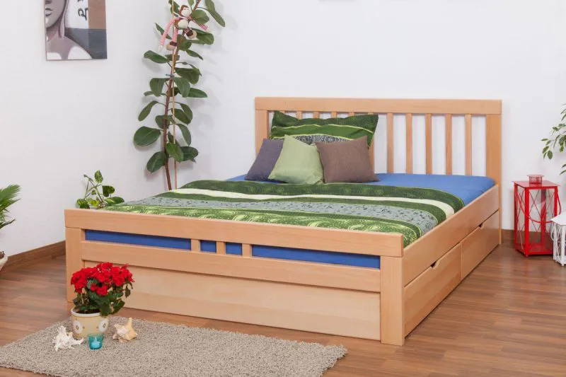 Buche Schubladenbett Bettgestell 180 x 200 cm Natur Abbildung